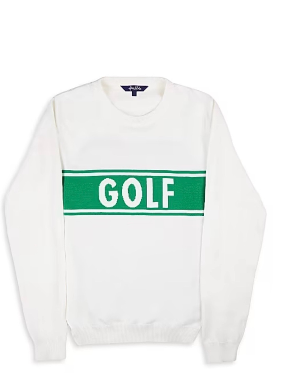 Ame & Lulu Golf Crewneck Sweater in White and Green M NWT
